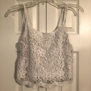 H&M Divided White Floral Lace Cami Tank
